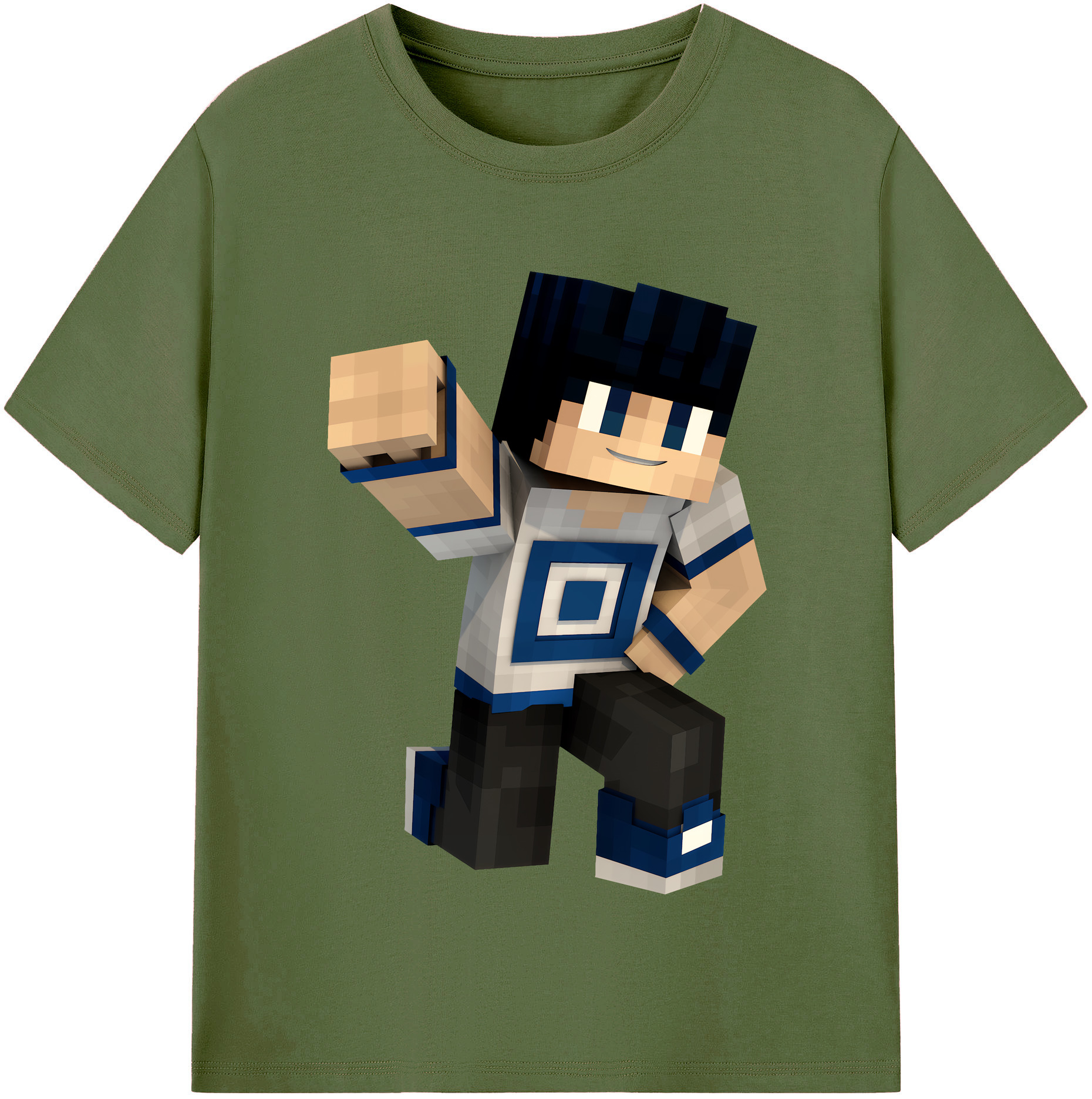 （画像用） マインクラフト ブロックの世界 Minecraft MC Block world 綿100％半袖Tシャツ（フロントプリント）